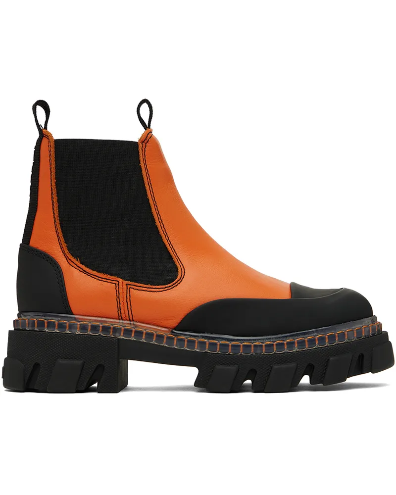 Ganni Orange Cleated Low Chelsea Boots 493