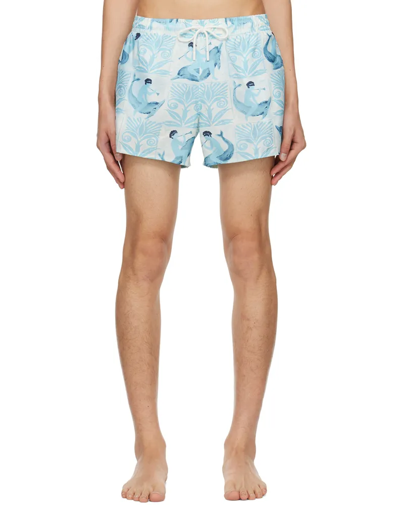 COMMAS Blue Printed Swim Shorts Fresco