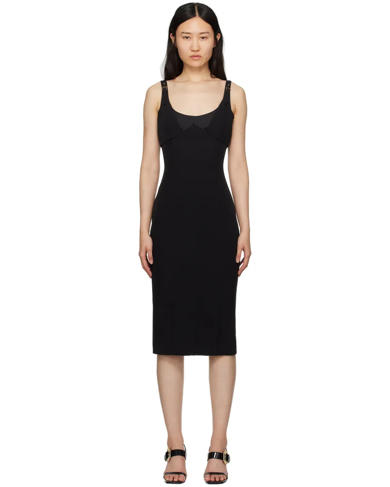 Versace Jeans Black Paneled Midi Dress E899