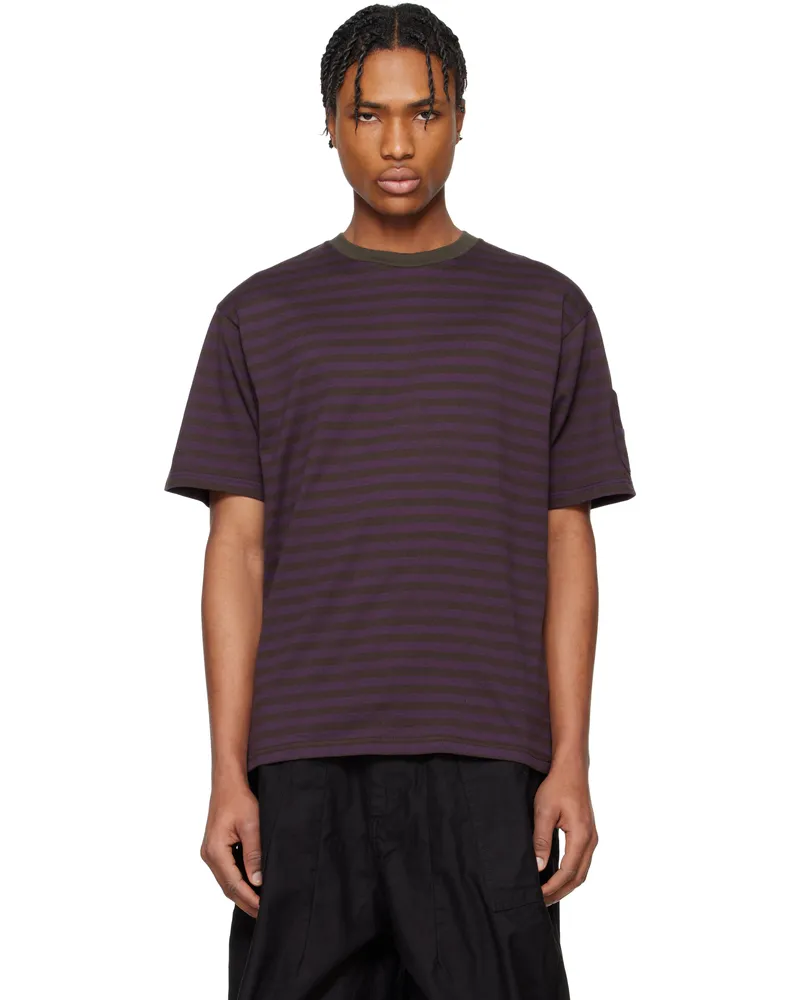 NEEDLES Purple & Black Cotton Stripe T-shirt B-purple