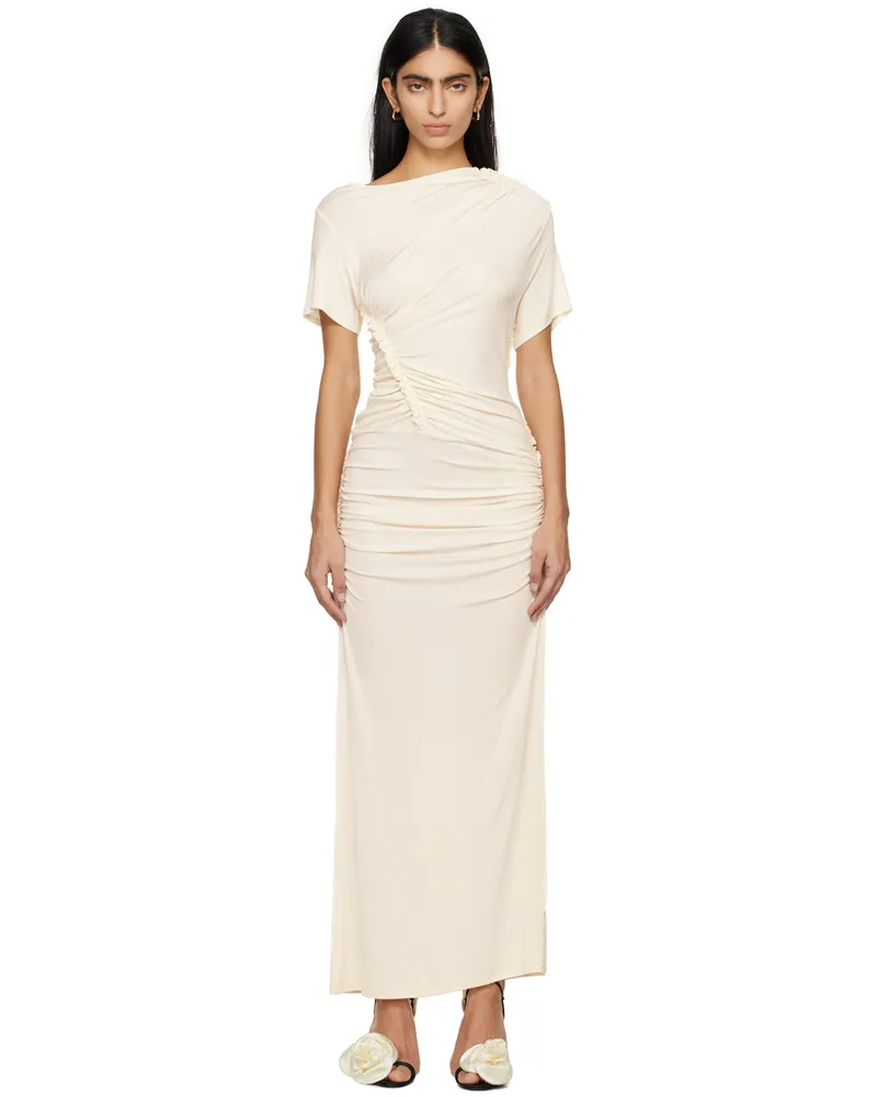 ATLEIN Off-White Ruched Midi Dress Coa