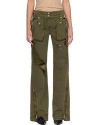 Blumarine Khaki Garment-Dyed Denim Cargo Pants Dmilitare