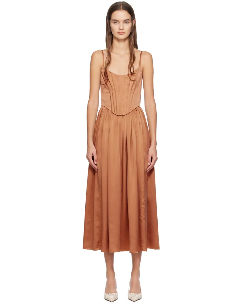 Zimmermann Brown Paneled Midi Dress San