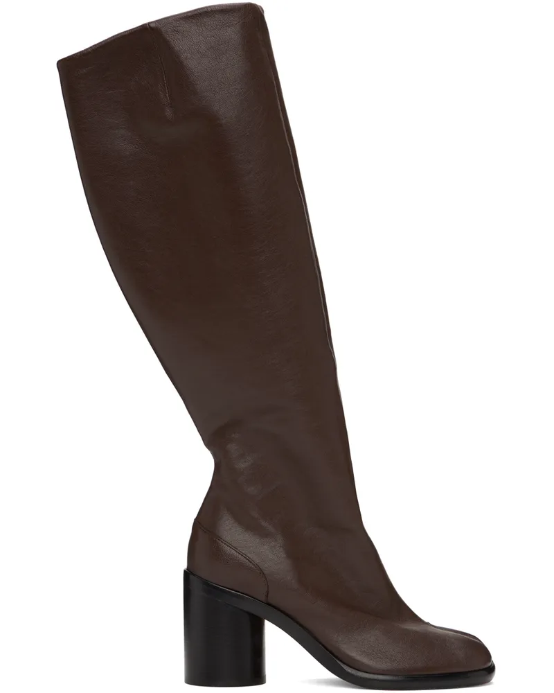 Maison Margiela Brown Tabi Knee-High Tall Boots T2154