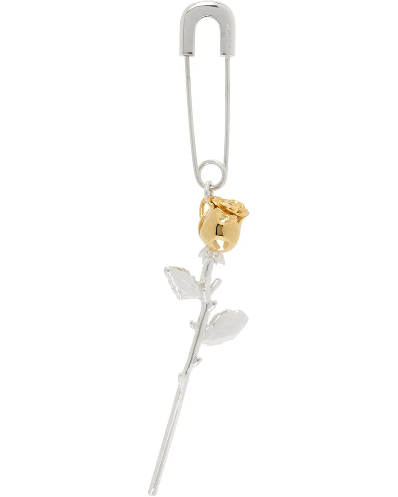 AMBUSH Silver & Gold Rose Charm Single Earring 05