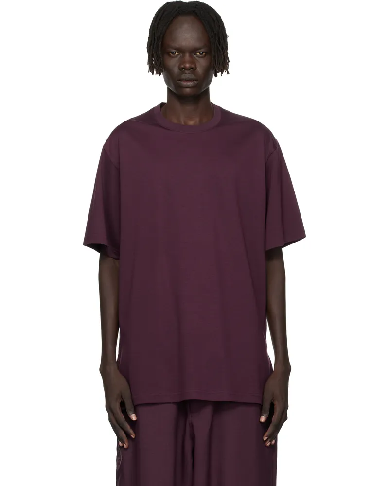 Y-3 Burgundy Premium Short Sleeve T-shirt Shamar