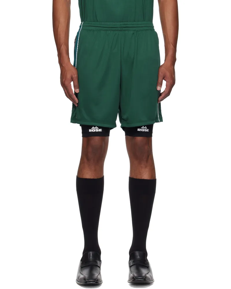 Martine Rose Green Double Football Shorts Green
