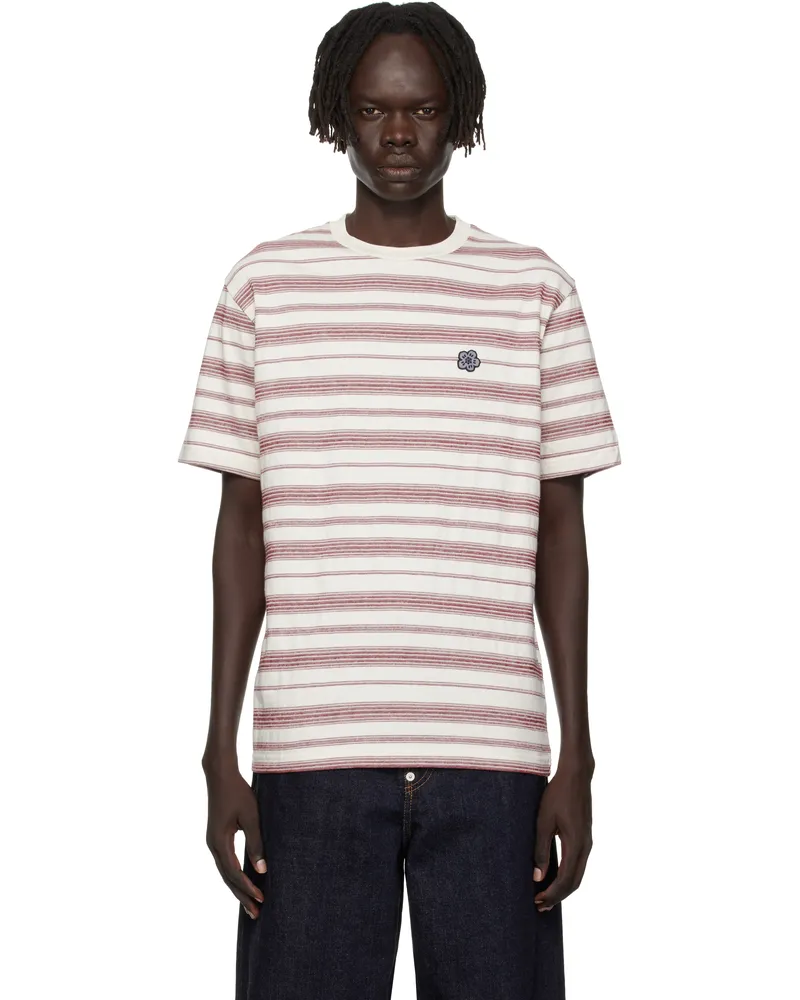 Kenzo Off-White Kenzo Paris 'Boke Flower' Striped Embroidered T-shirt Off