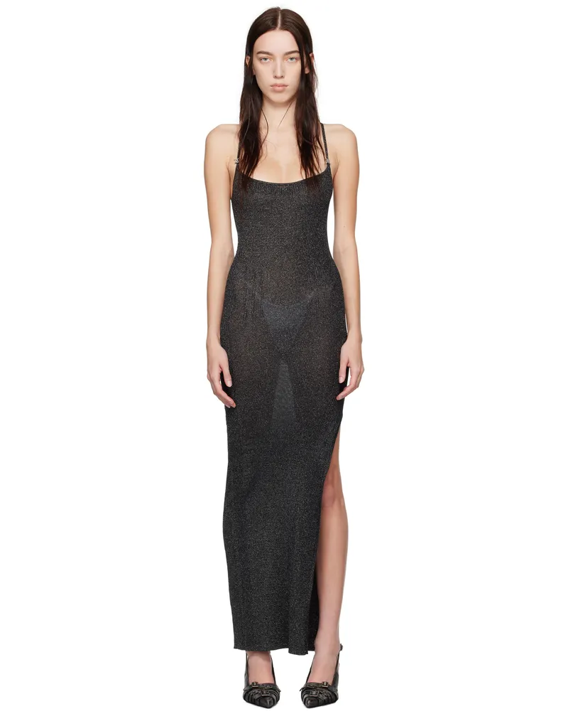 MISBHV Black Knitted Long Maxi Dress Silver