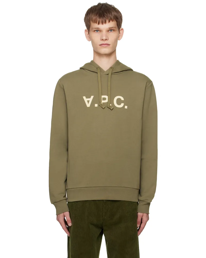 A.P.C. Khaki Standard Grand 'V.P.C.' Hoodie Tjg