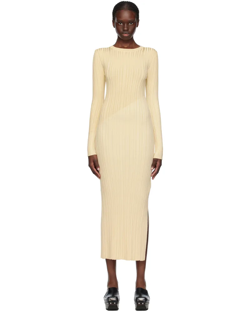 Nanushka Off-White Maeron Maxi Dress Lime