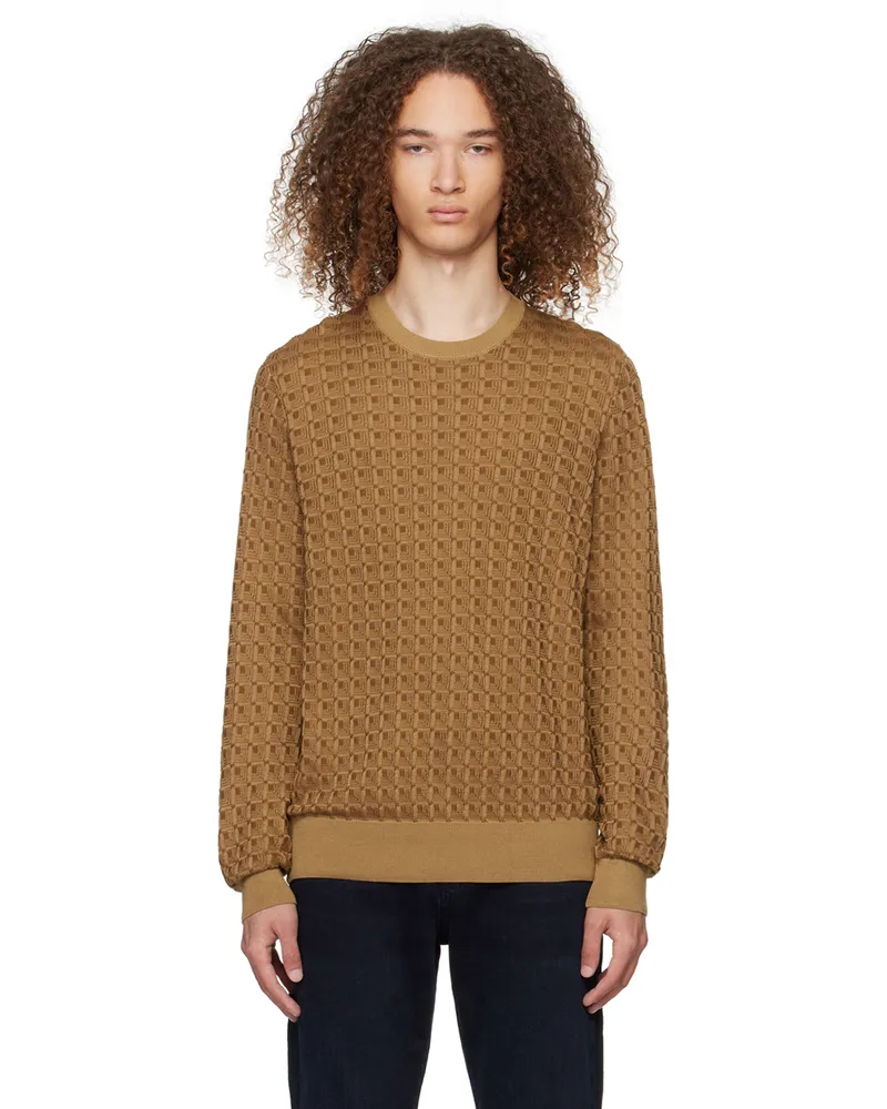 HUGO BOSS Tan Crewneck Sweater Medium