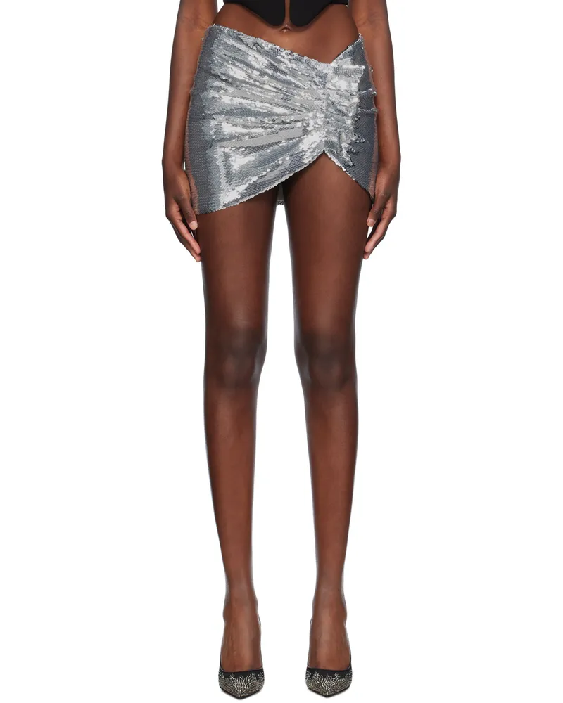 Mônot Silver Mia Draped Miniskirt Silver