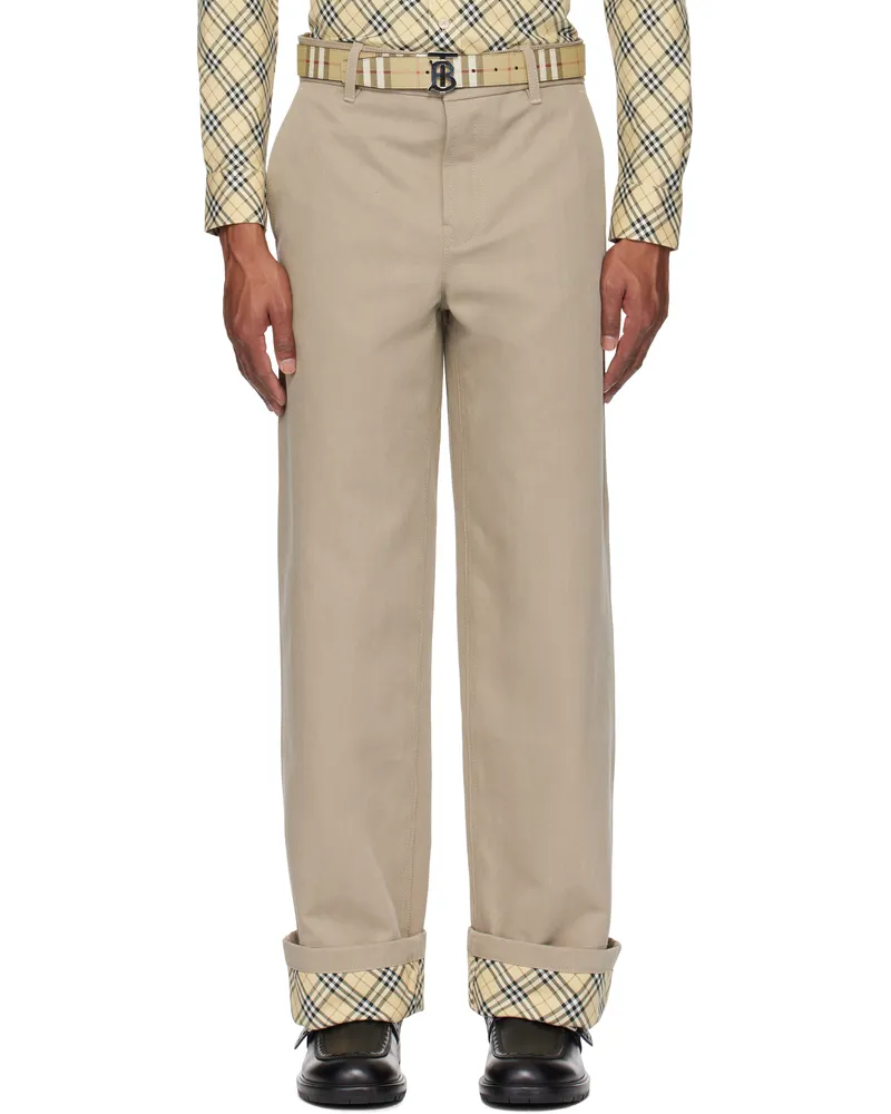 Burberry Beige Cotton Carpenter Trousers Oyster