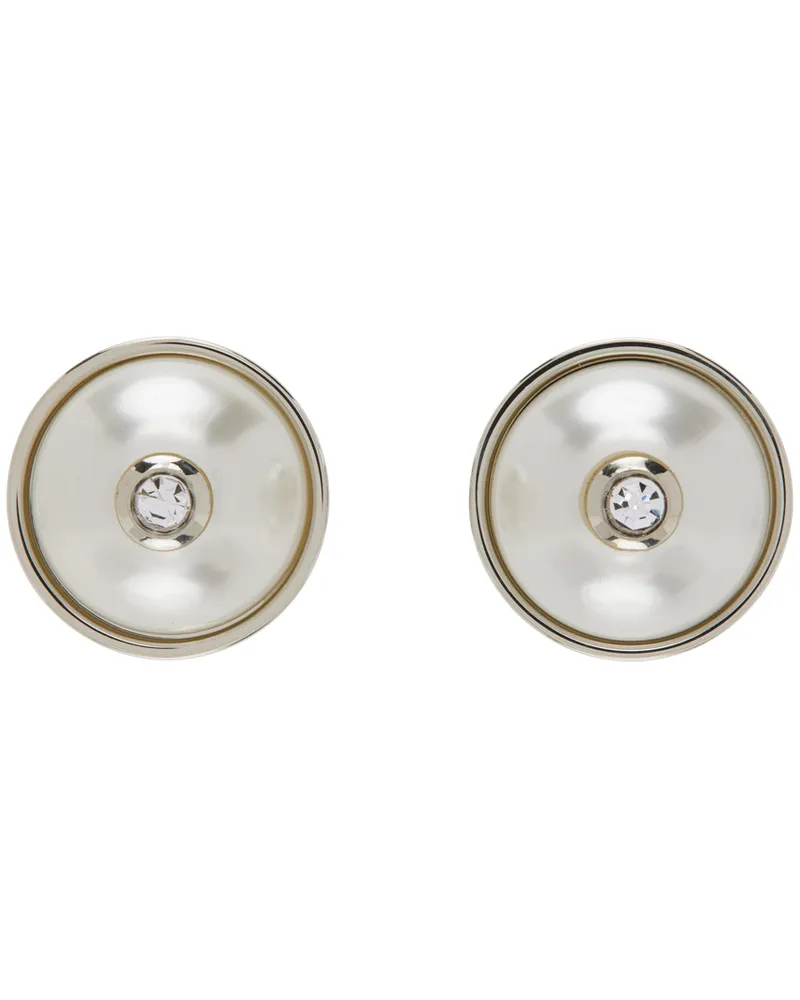 WE 11 DONE Silver Pearl Earrings Silver