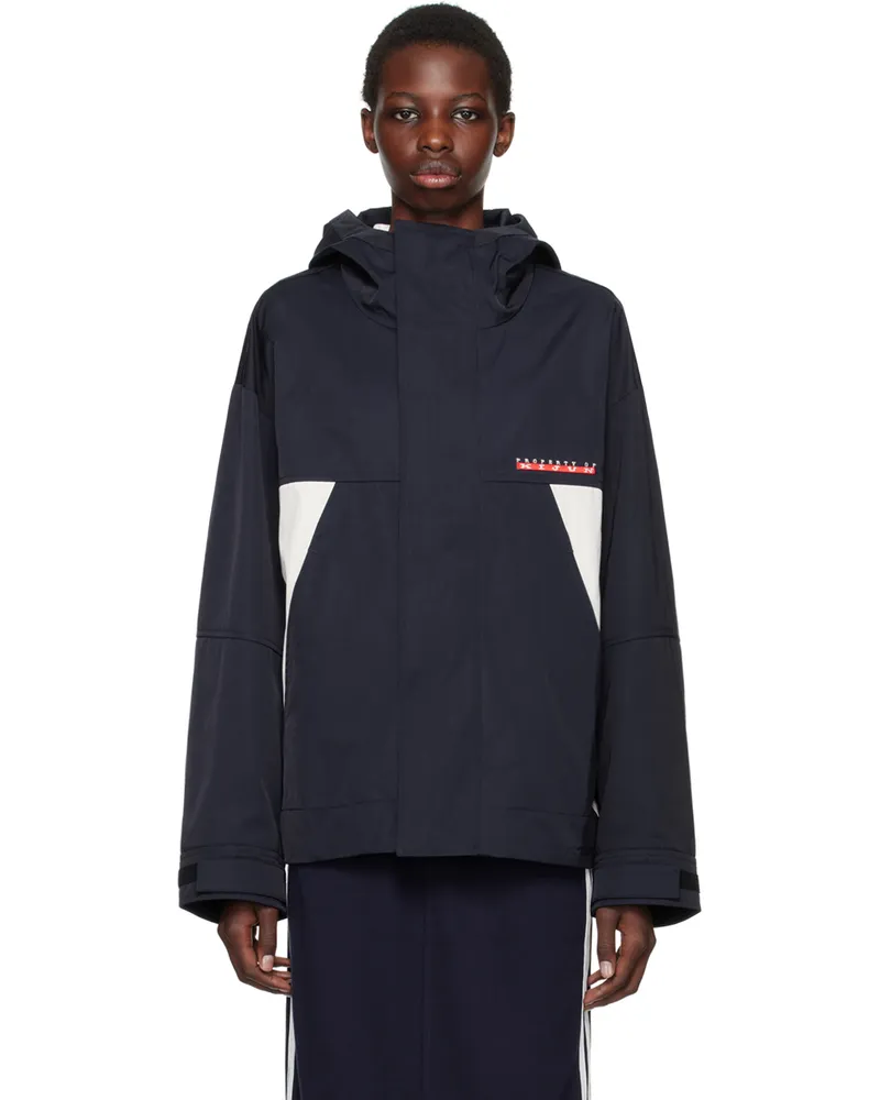 Kijun Navy Embroidered-Logo Jacket Navy