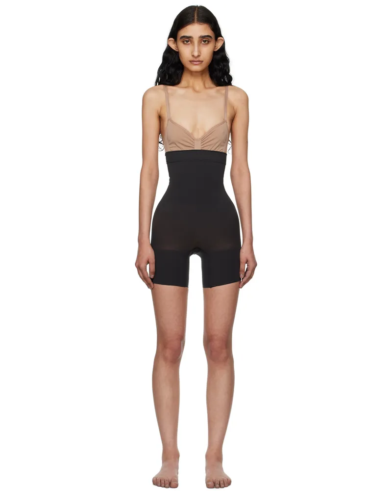 SKIMS Black Everyday Sculpt High-Waisted Mid Thigh Shorts Onyx