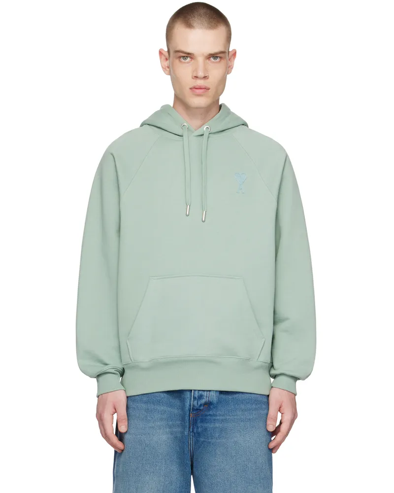 AMI Paris SSENSE Exclusive Green Ami de Cœur Hoodie 327