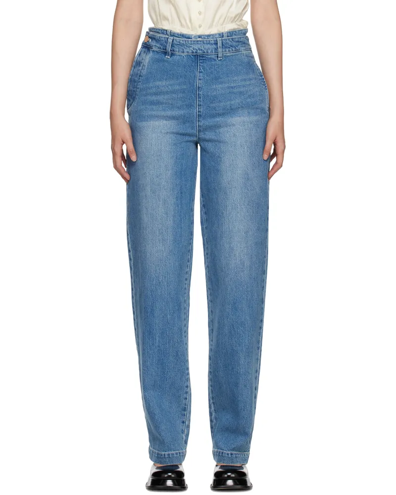 SHUSHU/TONG SSENSE Exclusive Blue Double Layer Jeans Bl100