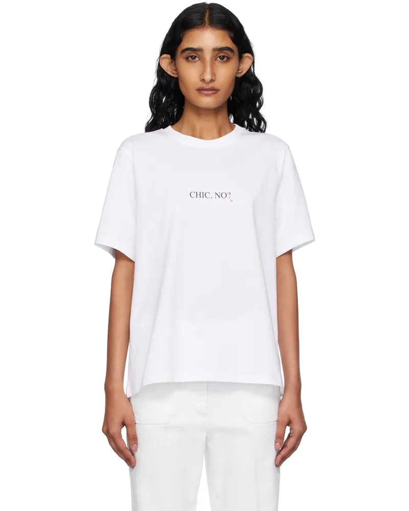 Victoria Beckham White Classic Fit Slogan T-shirt White-chic