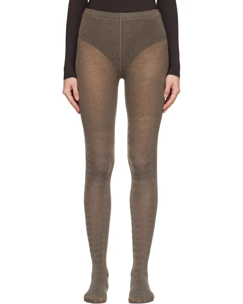 OPEN YY Gray Hound's Tooth Star Tights Brown