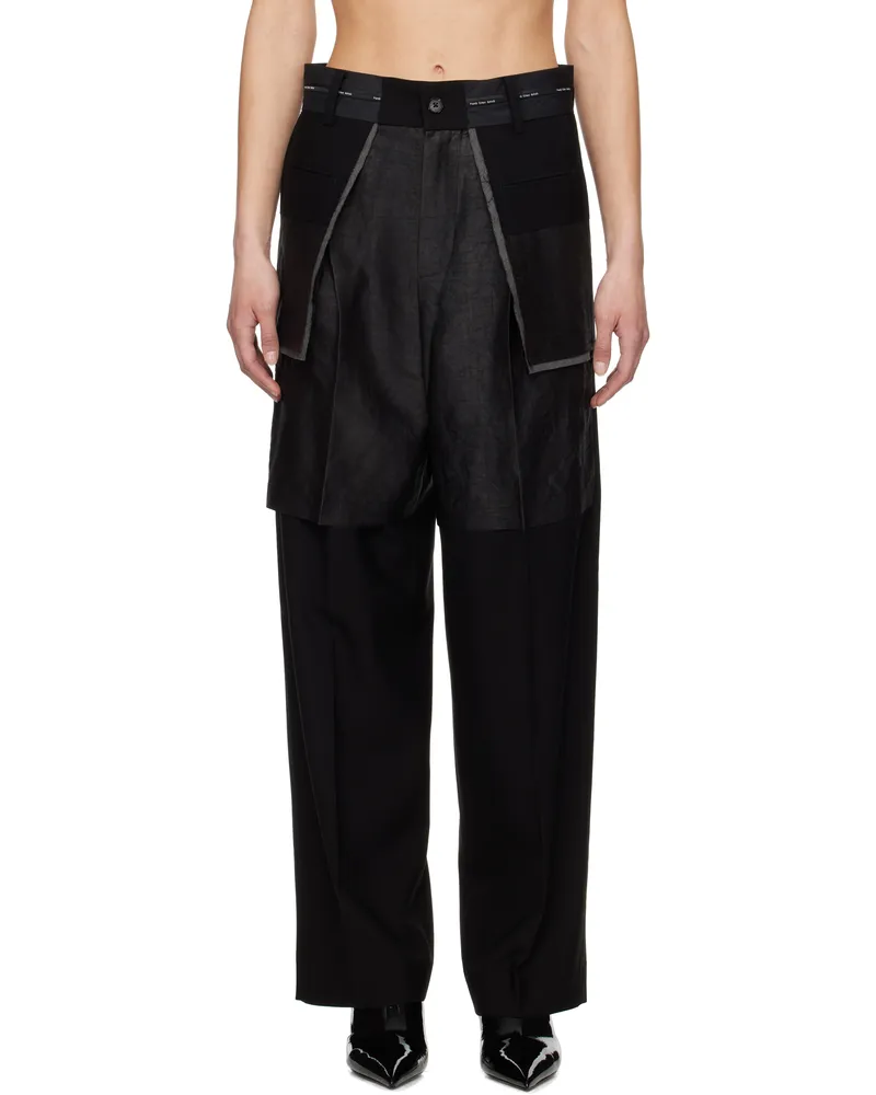 Feng Chen Wang Black Deconstructed Patchwork Trousers Black