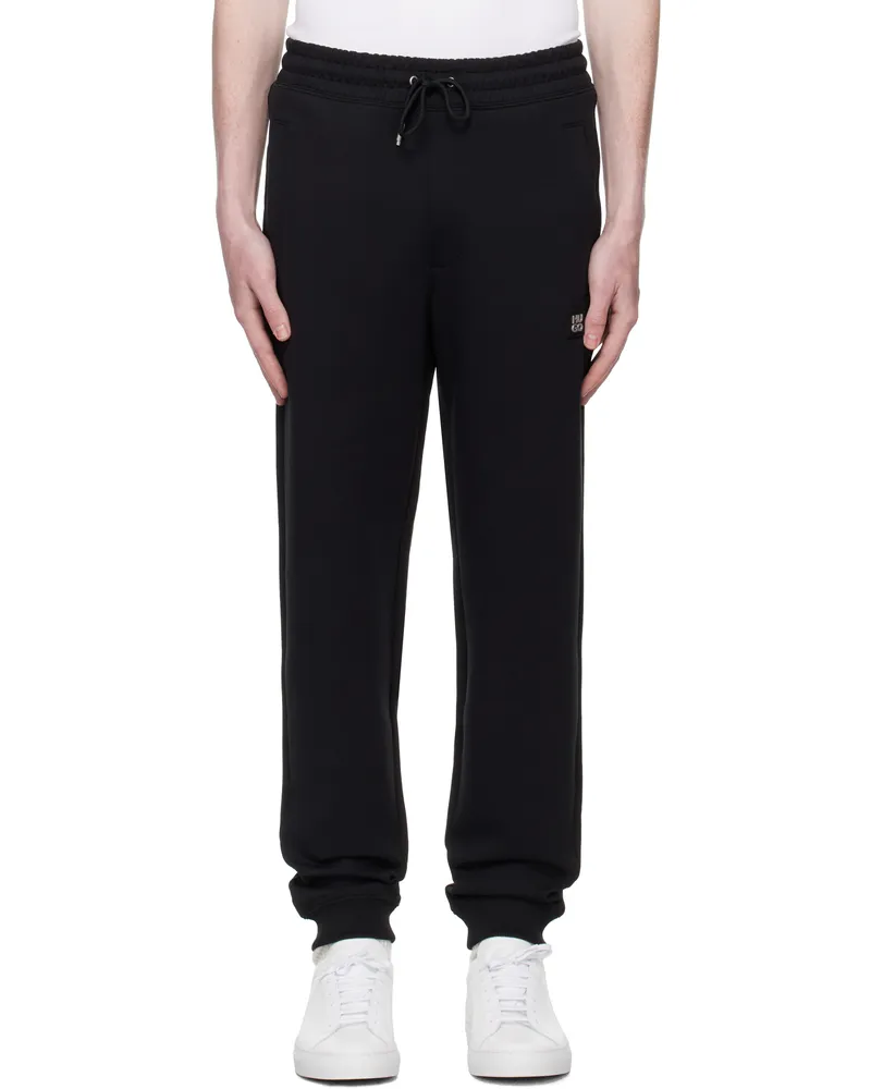 HUGO BOSS Black Stacked Logo Cotton Tracksuit Sweatpants 002-black