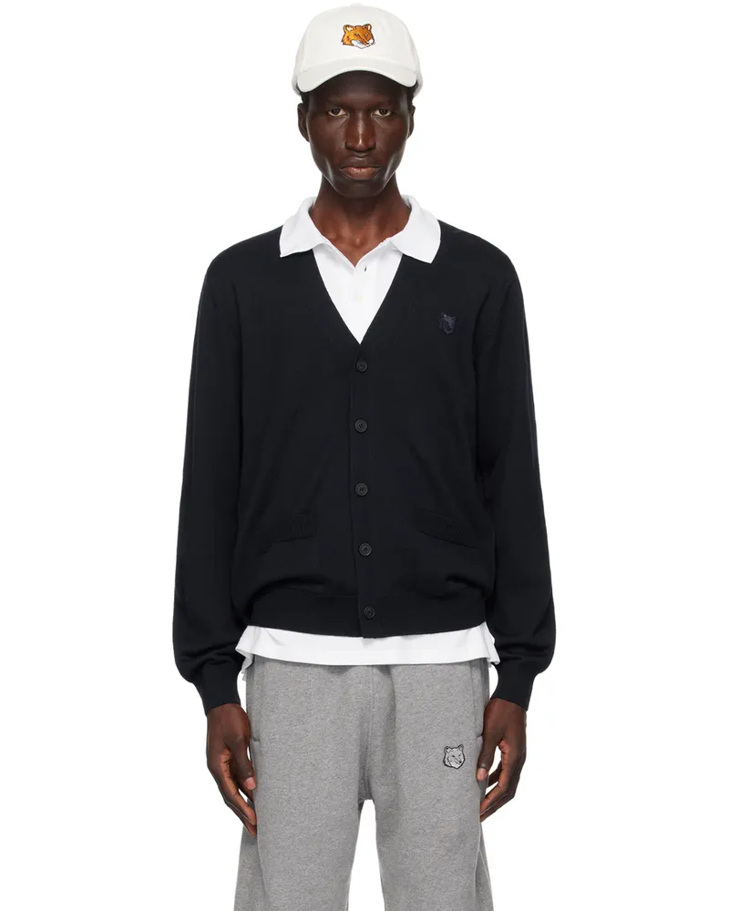 Kitsuné Navy Bold Fox Head Cardigan P476