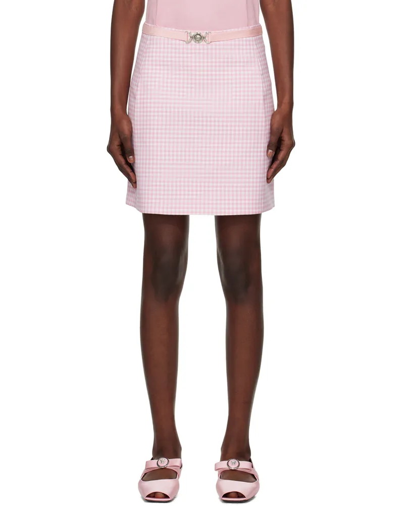 Versace Pink Contrasto Miniskirt 2pq50