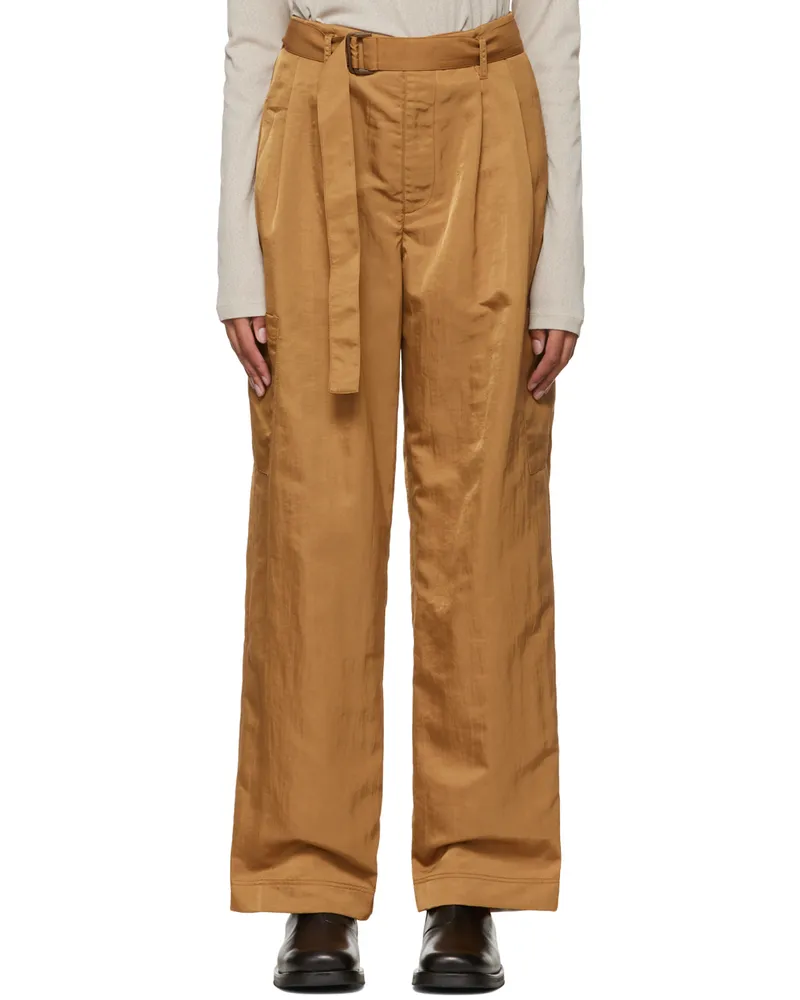 DEVEAUX Tan Cinch Belt Trousers Khaki