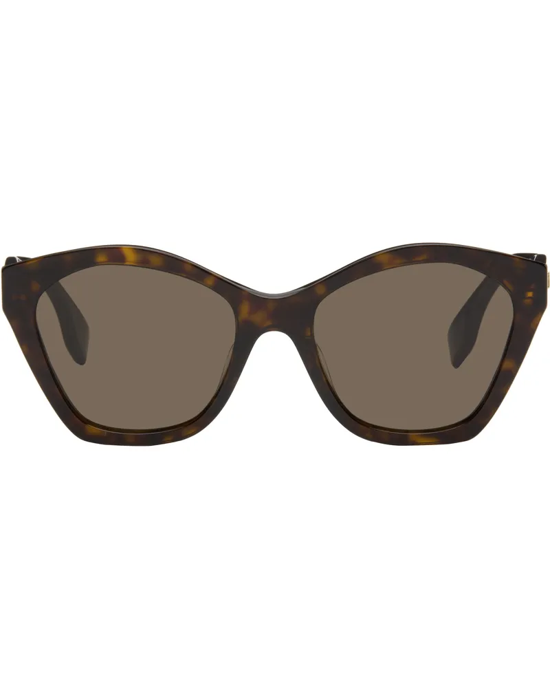 Fendi Black & Brown Lettering Cat-Eye Sunglasses Dark