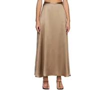 Brown Fluid Midi Skirt