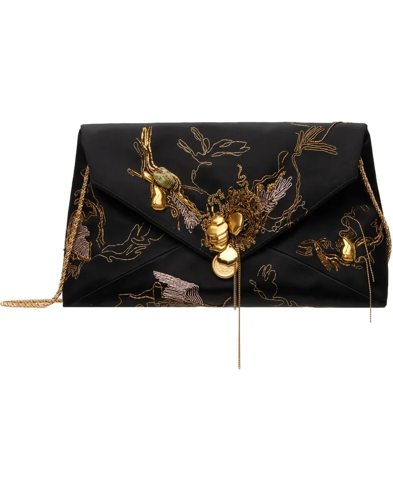 Dries van Noten Clutches Maxi Pleated Patent Leather Clutch