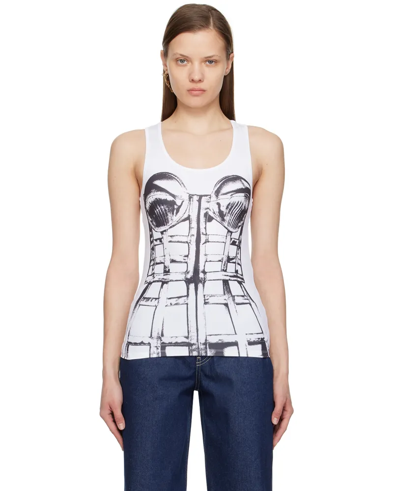 Jean Paul Gaultier White & Black 'Trompe L'oeil' Tank Top 0100