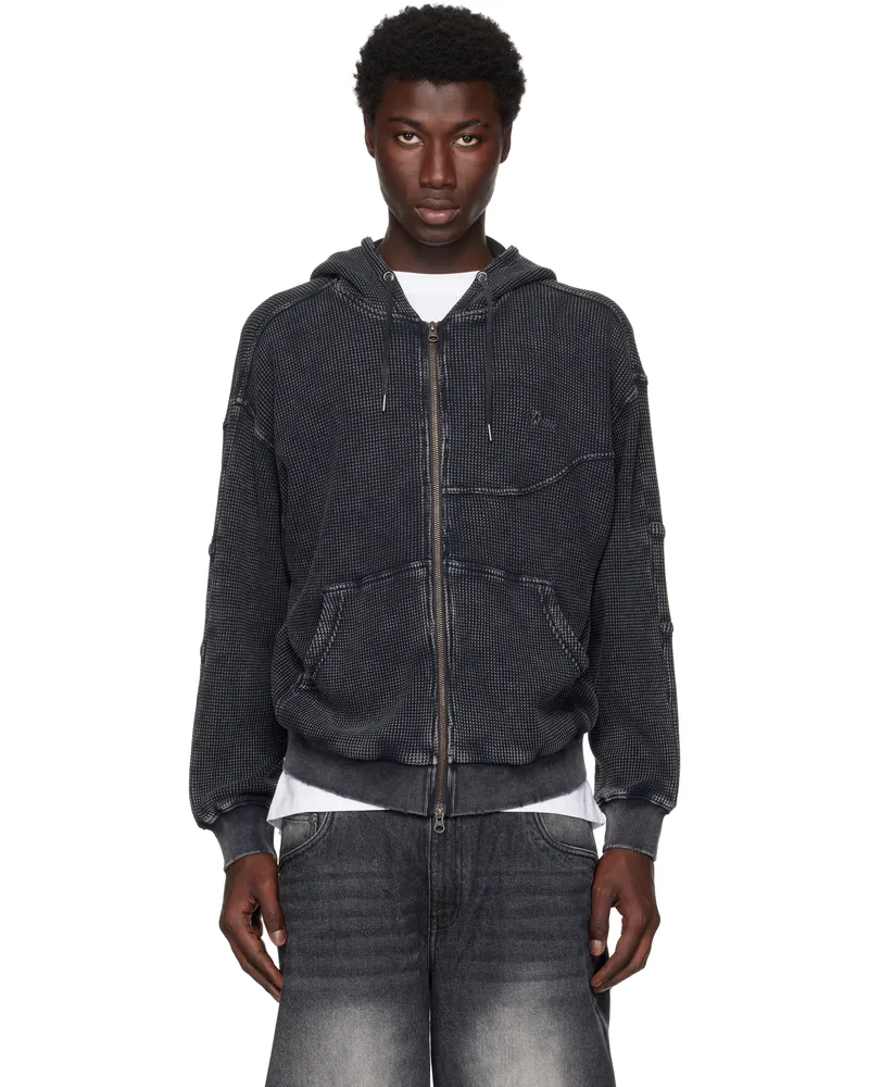 Dime Gray Premium Waffle Zip Hoodie Faded