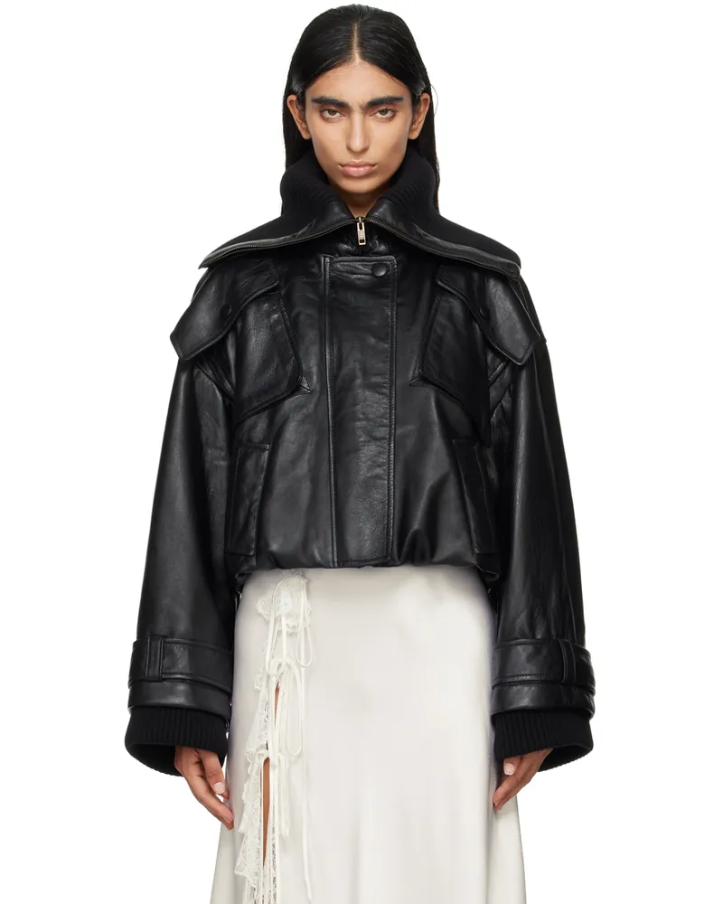 Chloé Black Cropped Leather Jacket 001