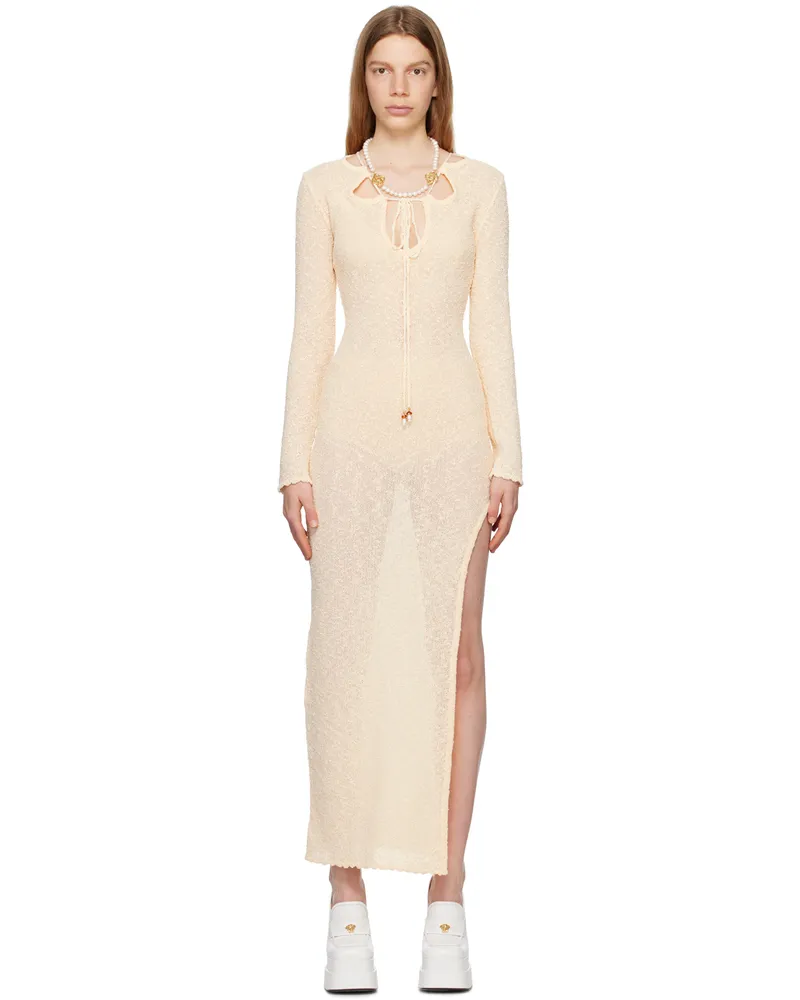 Casablanca Paris Off-White Cutout Maxi Dress Ecru
