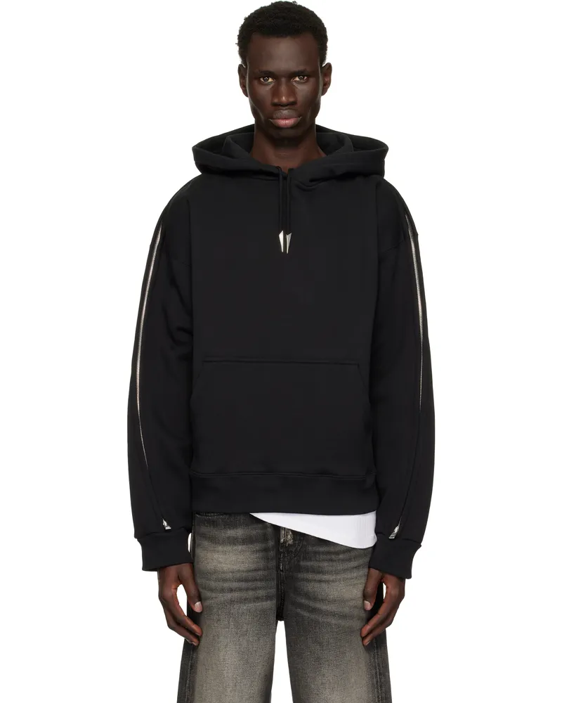 Thierry Mugler Black Zipped Sleeves Hoodie 1999