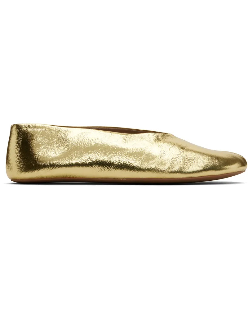The Row Gold Stella Ballerina Flats Gold