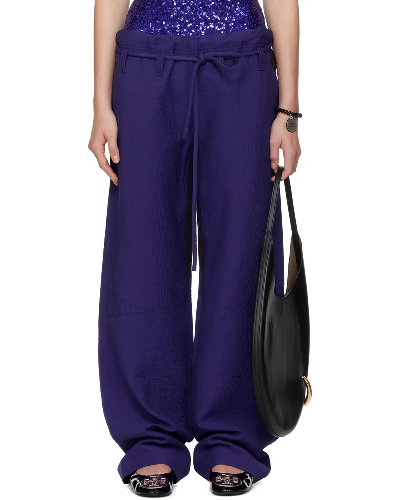 Tory Burch Purple Cotton Baggy Trousers Ballpoint