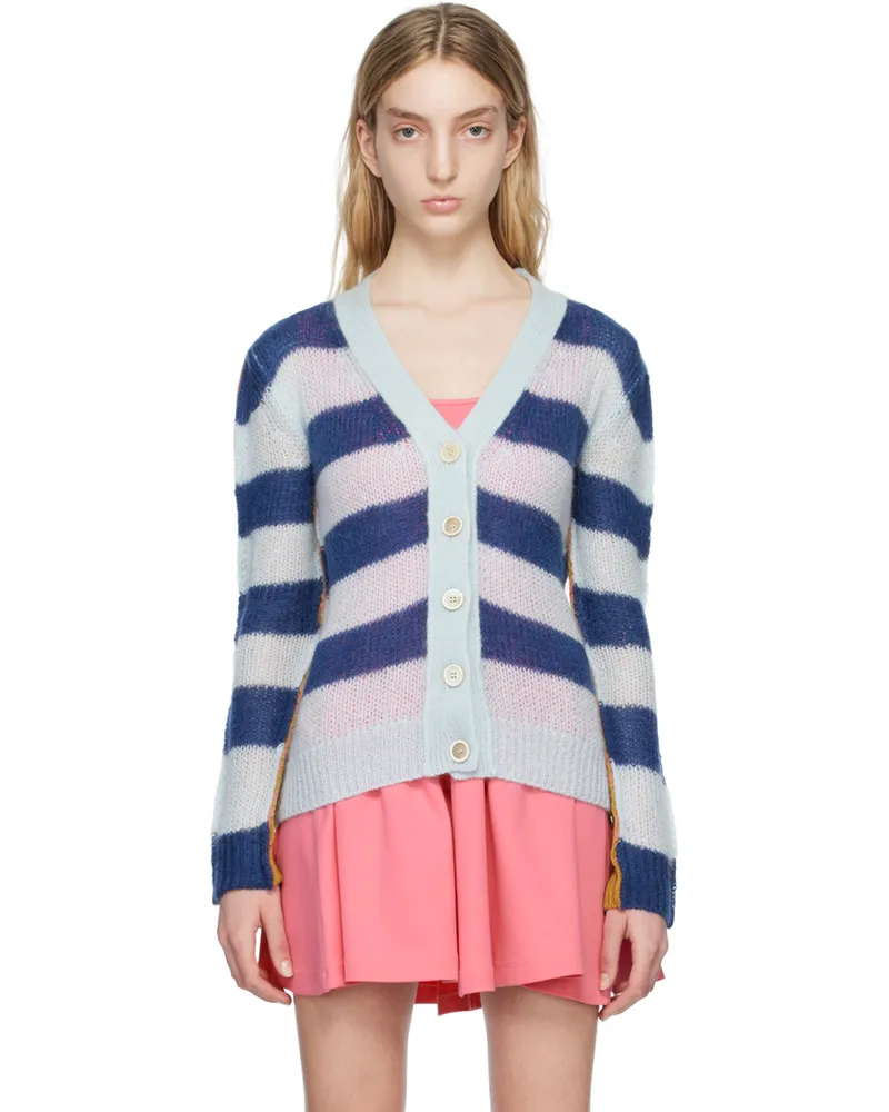 Marni Blue & Tan Paneled Cardigan Mxb20