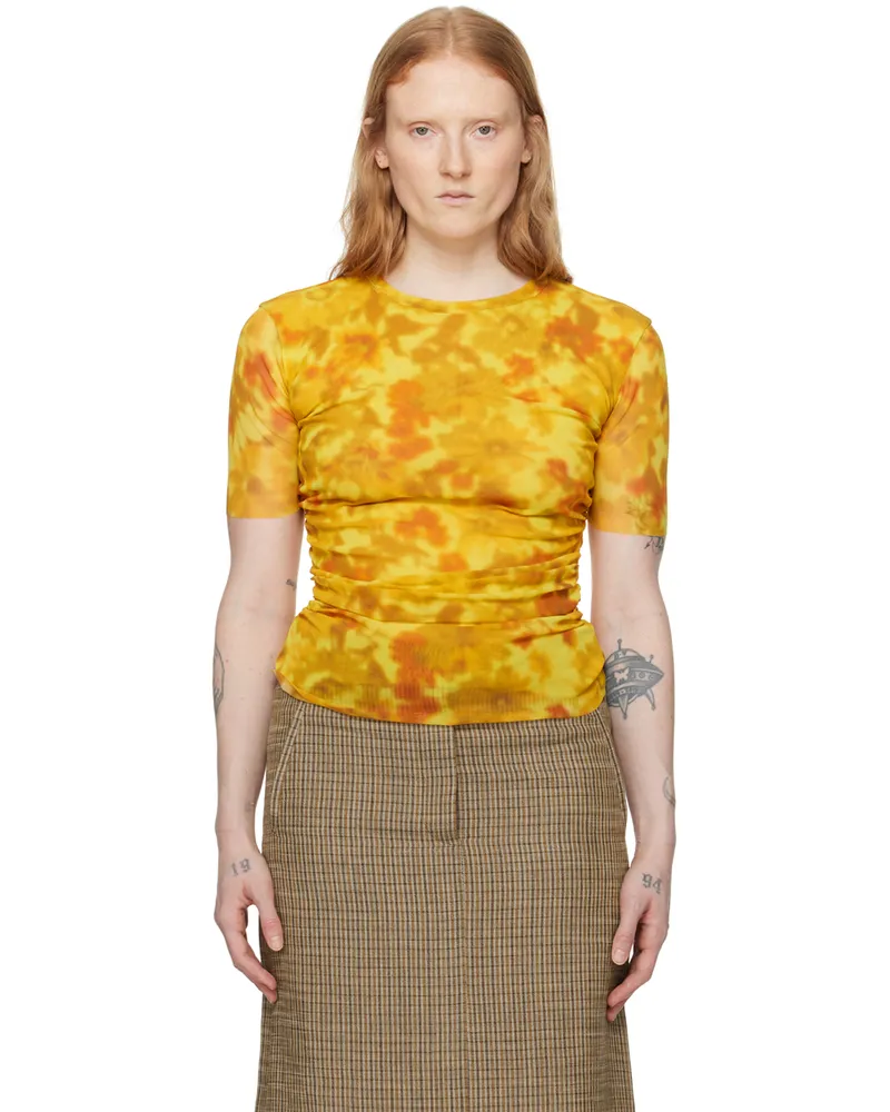 Acne Studios Yellow Ruched T-Shirt Bmc