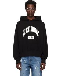 WE 11 DONE Black Printed Hoodie Black