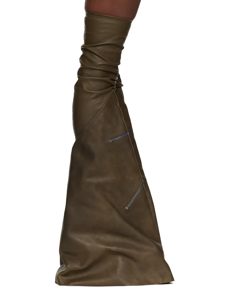 Rick Owens Khaki Porterville Cargowedge Boots 35