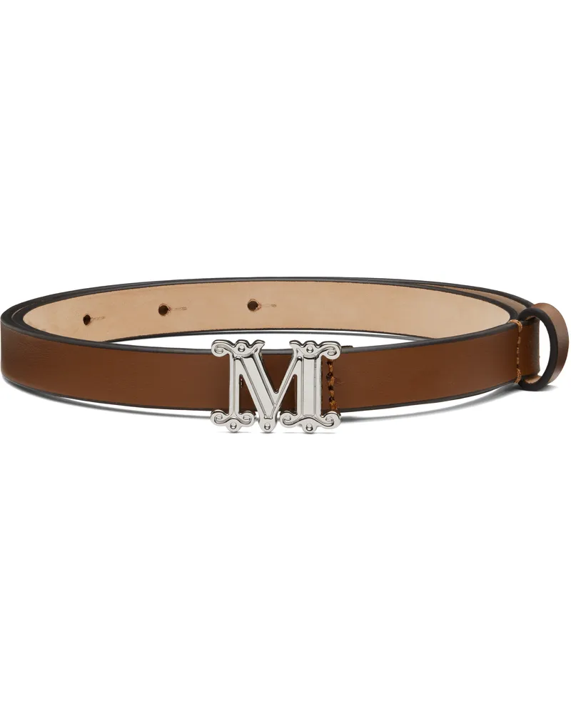 Max Mara Brown Leather Monogram Belt 041