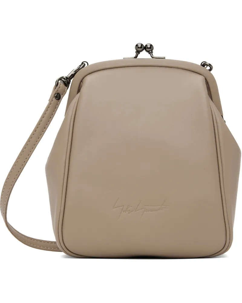 Yohji Yamamoto Taupe Clasp Shoulder Bag 2