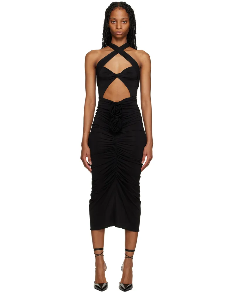 Magda Butrym Black Twisted Midi Dress Black