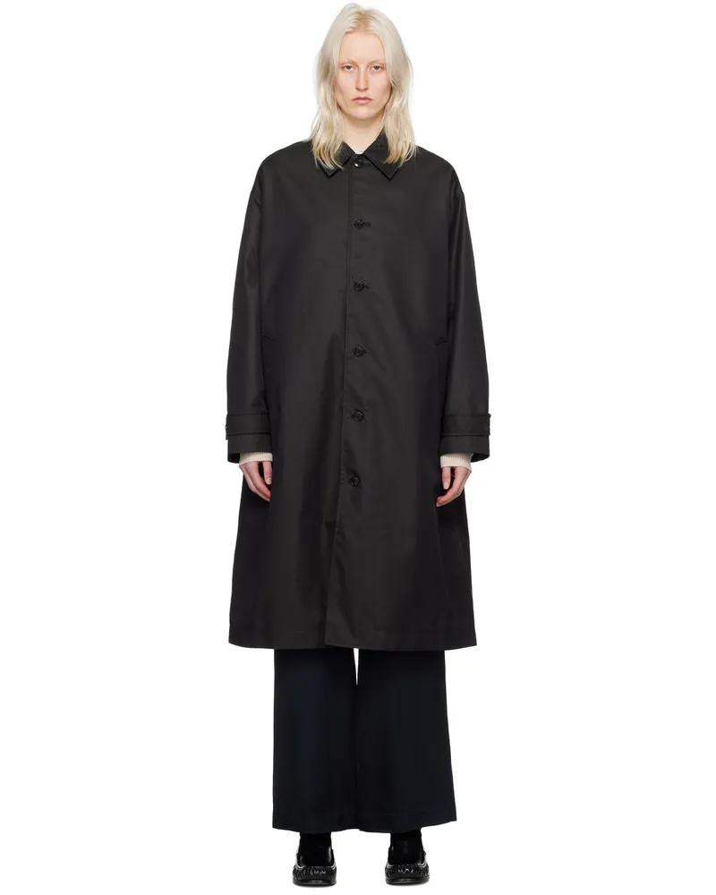 6397 Black Button Trench Coat Black