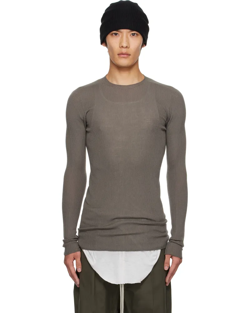Rick Owens Gray Concordians Ribbed Round Neck Sweater 34