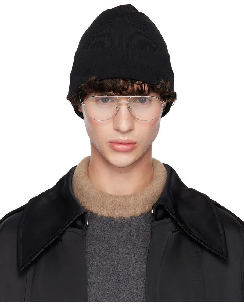 Jil Sander Black Ribbed Beanie 001
